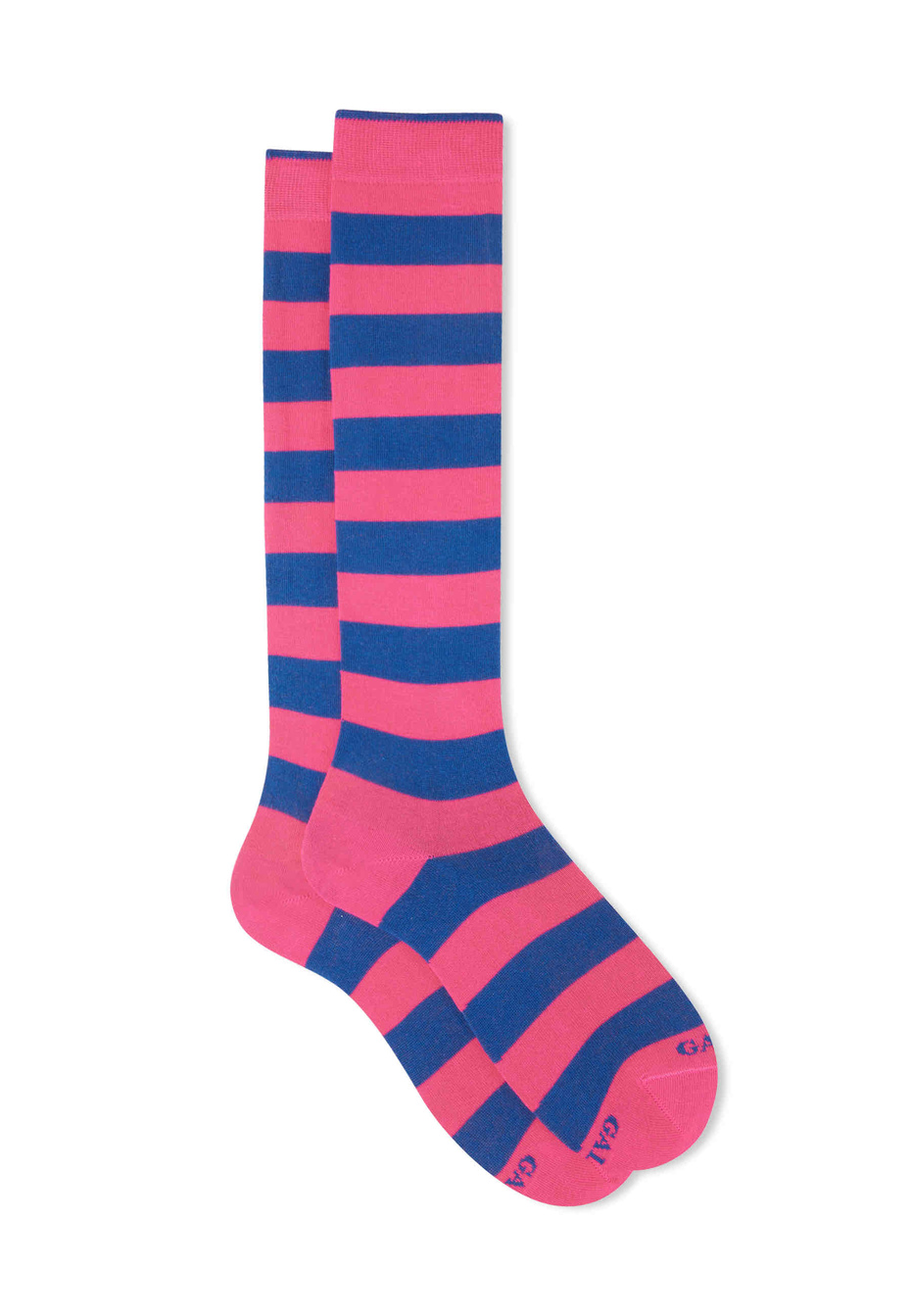 Women's long hyacinth cotton socks with two-tone stripes - Gallo 1927 - Official Online Shop