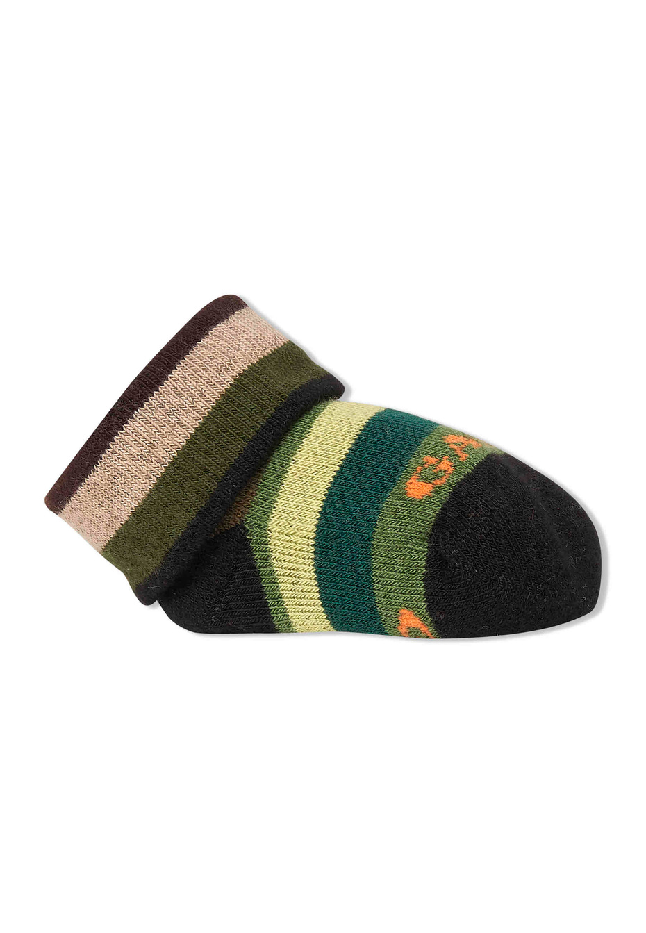 Kids' black cotton booties with multicoloured stripes - Gallo 1927 - Official Online Shop