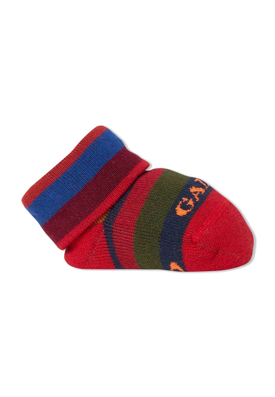 Kids' red cotton booties with multicoloured stripes - Gallo 1927 - Official Online Shop