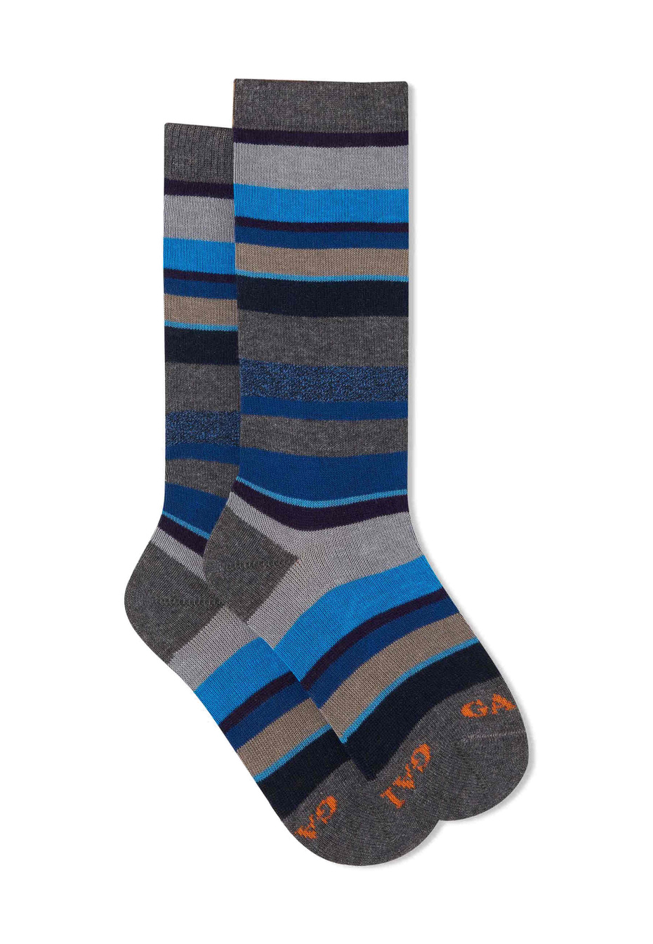 Kids' long pyrite cotton socks with multicoloured stripes - Gallo 1927 - Official Online Shop