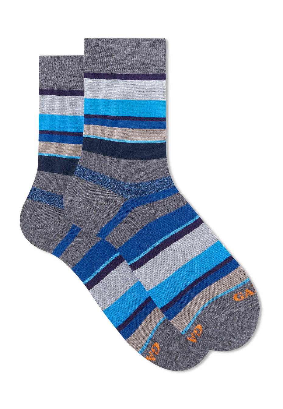 Kids' short pyrite cotton socks with multicoloured stripes - Gallo 1927 - Official Online Shop