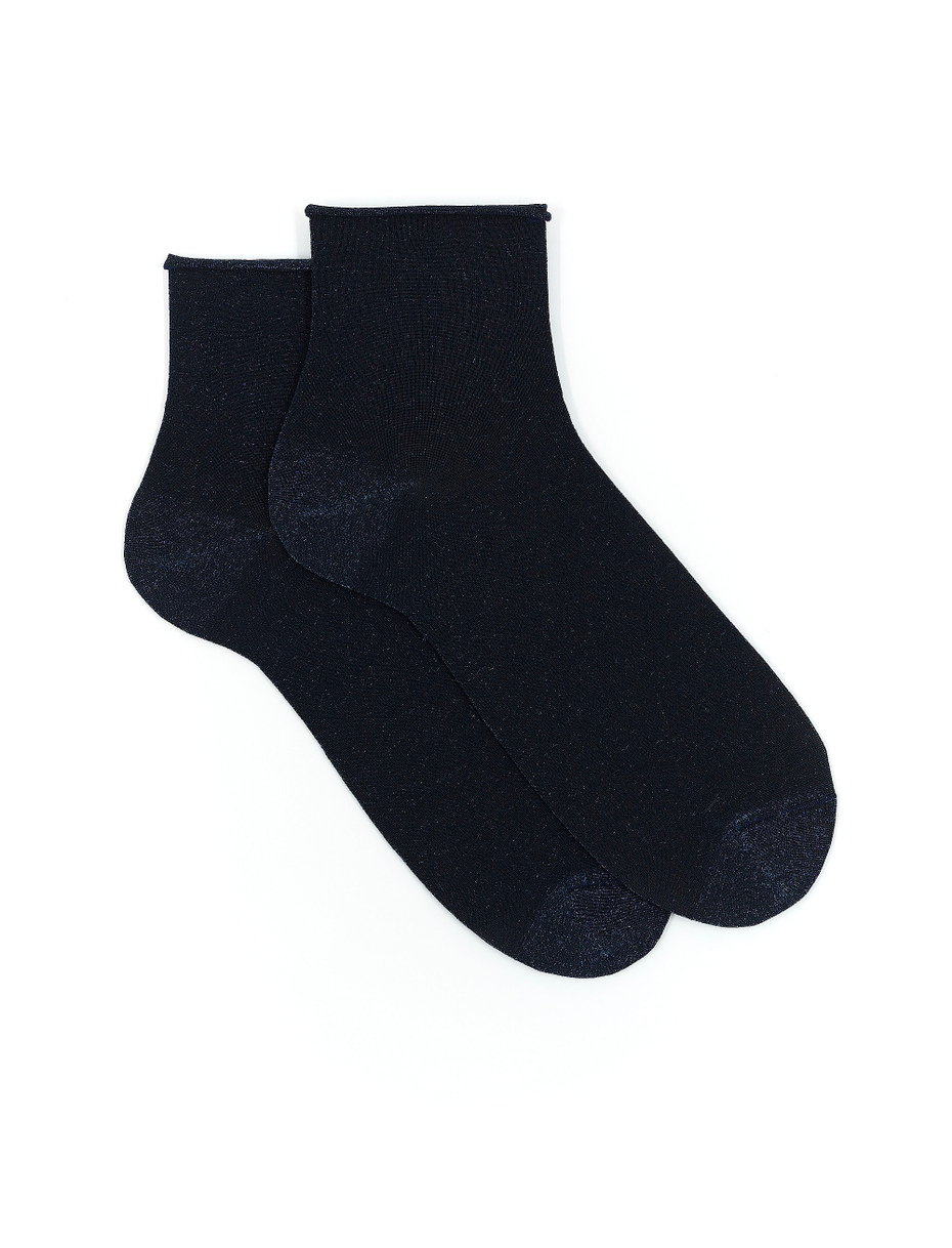 Women's super short plain ocean blue lurex socks - Gallo 1927 - Official Online Shop