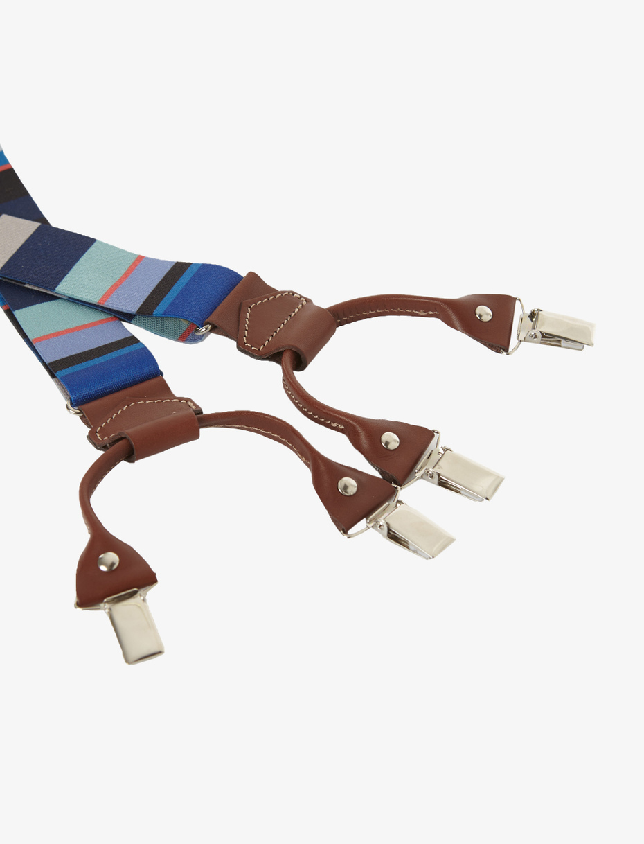 Elastic royal unisex suspenders with multicoloured stripes - Gallo 1927 - Official Online Shop