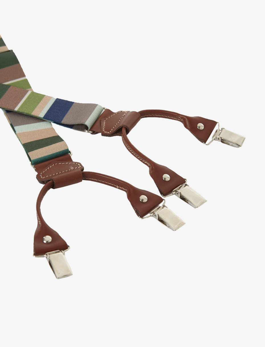 Elastic army unisex suspenders with multicoloured stripes - Gallo 1927 - Official Online Shop