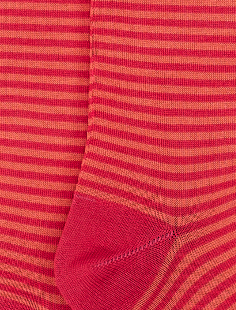 Women's long cherry red light cotton socks with Windsor stripes - Gallo 1927 - Official Online Shop