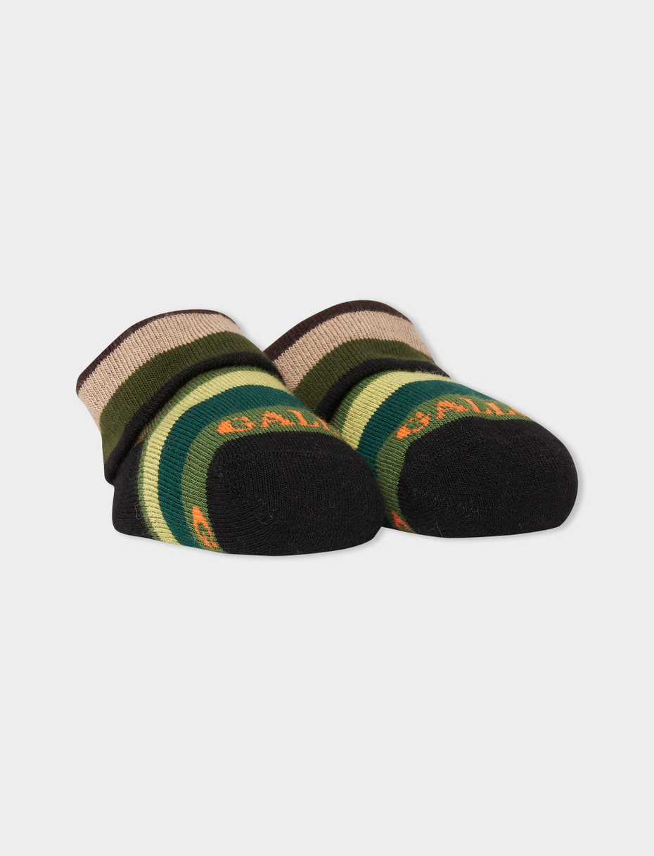 Kids' black cotton booties with multicoloured stripes - Gallo 1927 - Official Online Shop