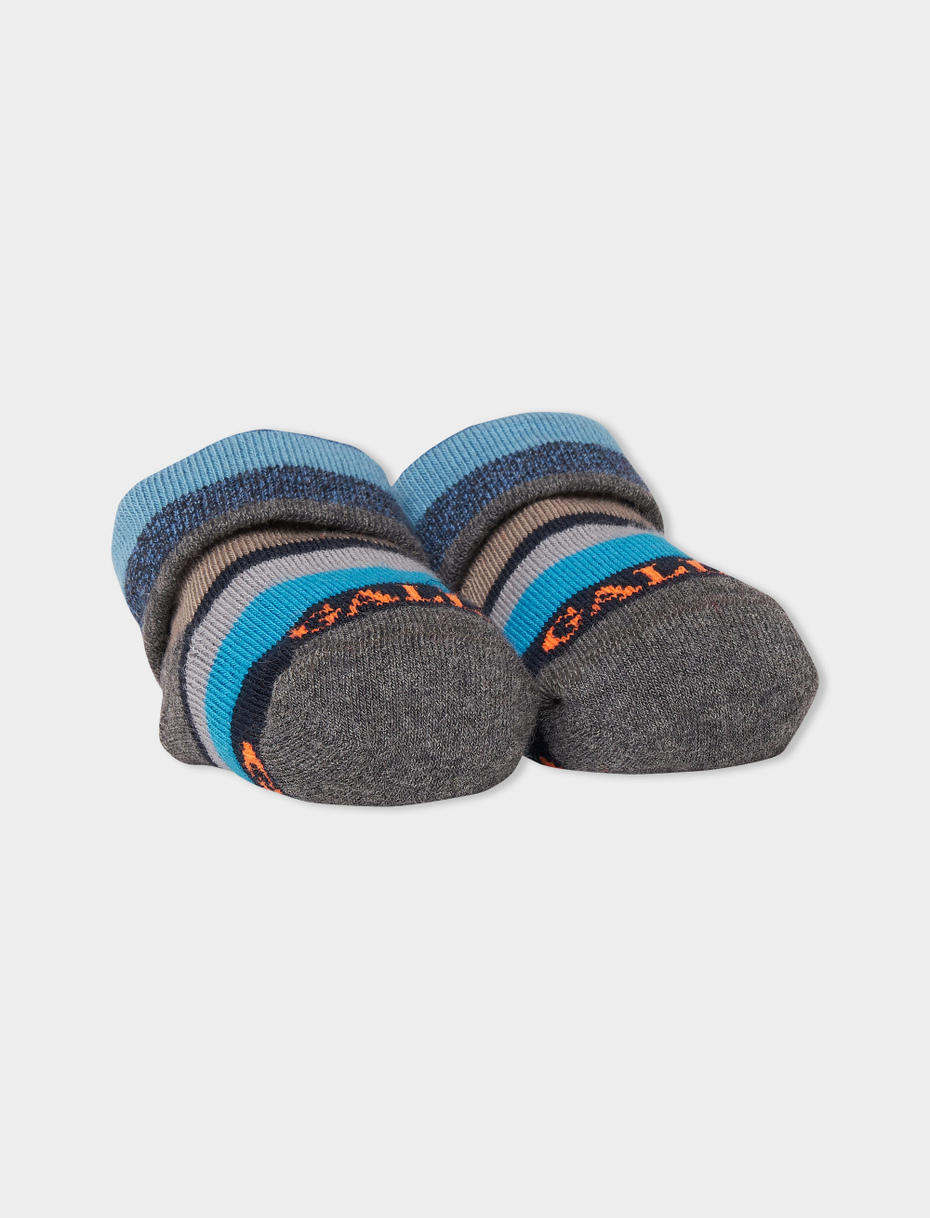 Kids' pyrite cotton booties with multicoloured stripes - Gallo 1927 - Official Online Shop
