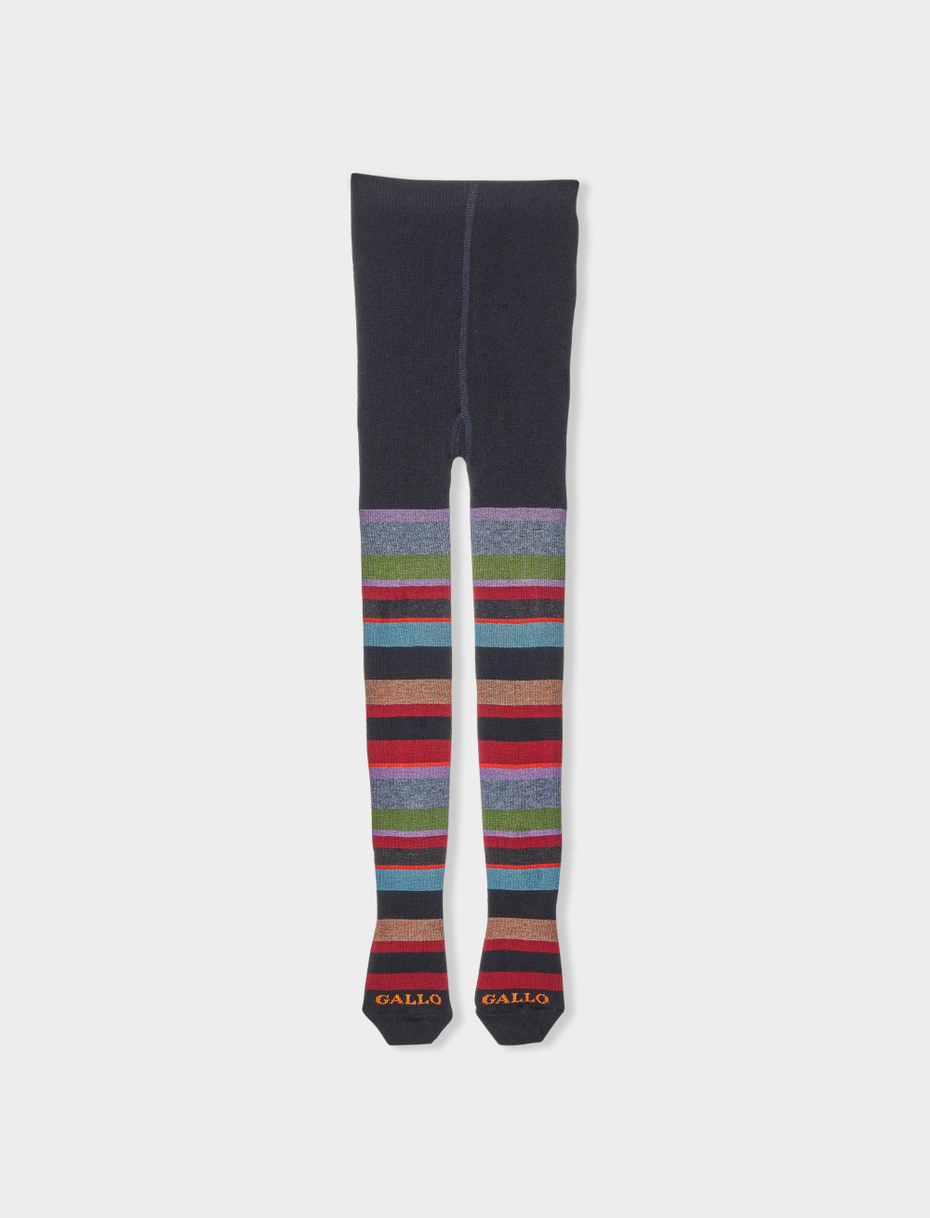 Kids' blue cotton tights with multicoloured stripes - Gallo 1927 - Official Online Shop