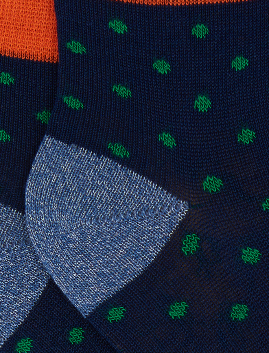 Kids' royal blue light cotton sneaker socks with polka dot pattern - Gallo 1927 - Official Online Shop