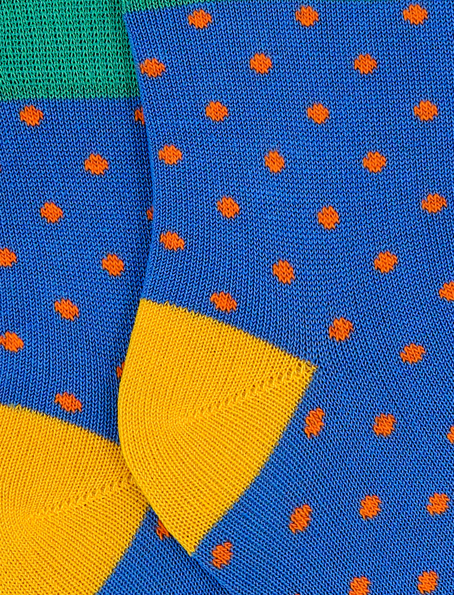 Kids' super short Aegean blue light cotton socks with polka dots - Gallo 1927 - Official Online Shop