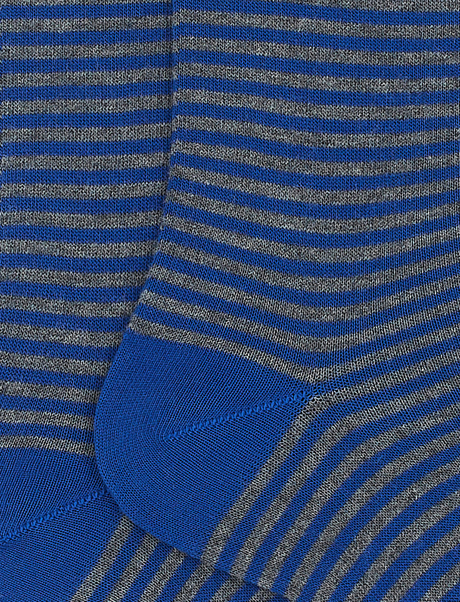 Men's short dark blue cotton socks with Windsor stripes - Gallo 1927 - Official Online Shop