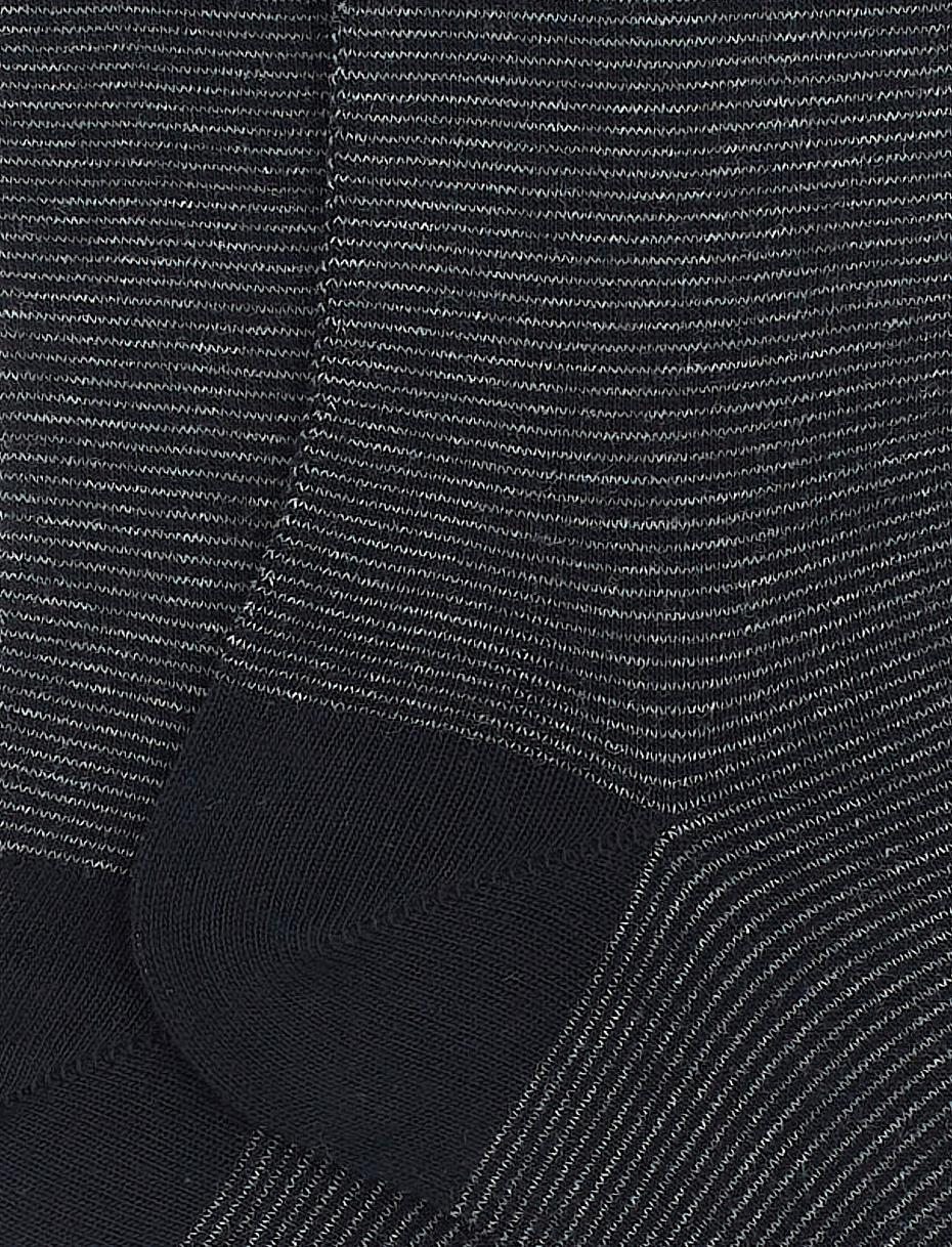 Men's short blue cotton socks with two-tone stripes - Gallo 1927 - Official Online Shop