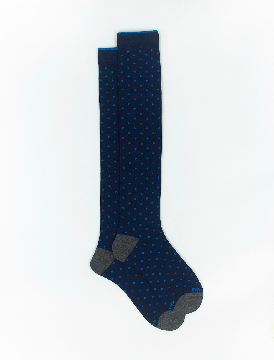 Men's long royal cotton socks with polka dots - Gallo 1927 - Official Online Shop