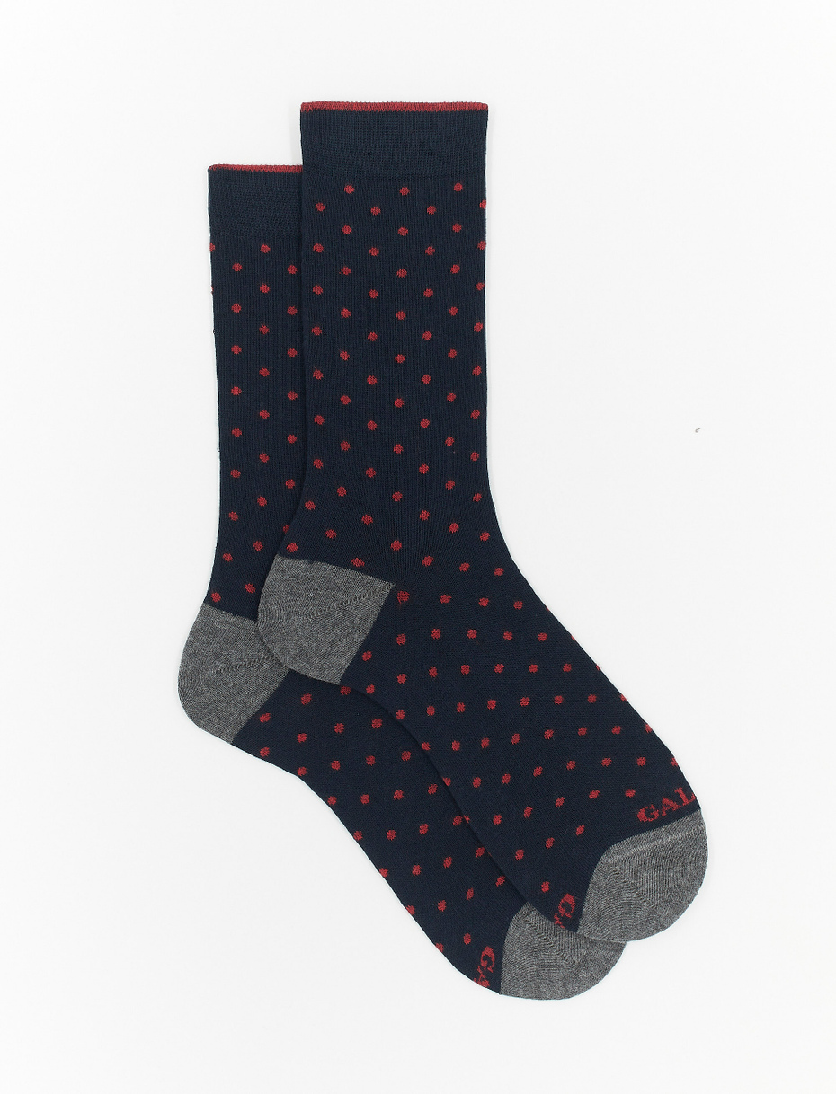 Men's short navy cotton socks with polka dots - Gallo 1927 - Official Online Shop