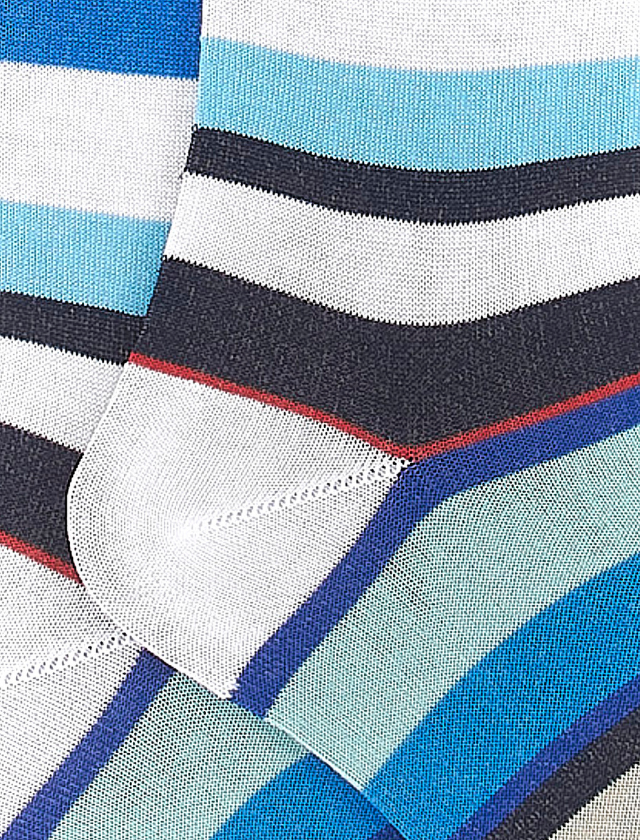 Men's long white light cotton socks with multicoloured stripes - Gallo 1927 - Official Online Shop