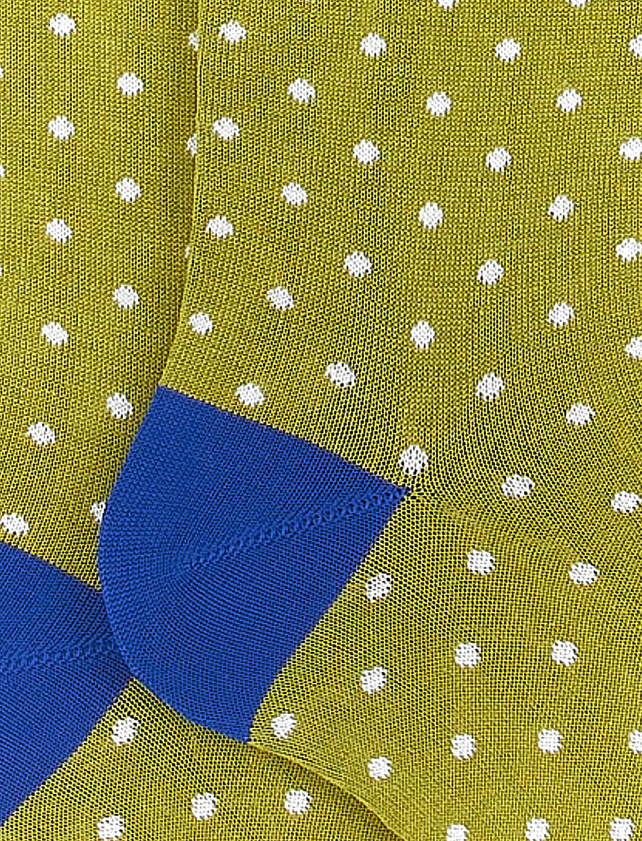 Men's long grass green light cotton socks with polka dots - Gallo 1927 - Official Online Shop
