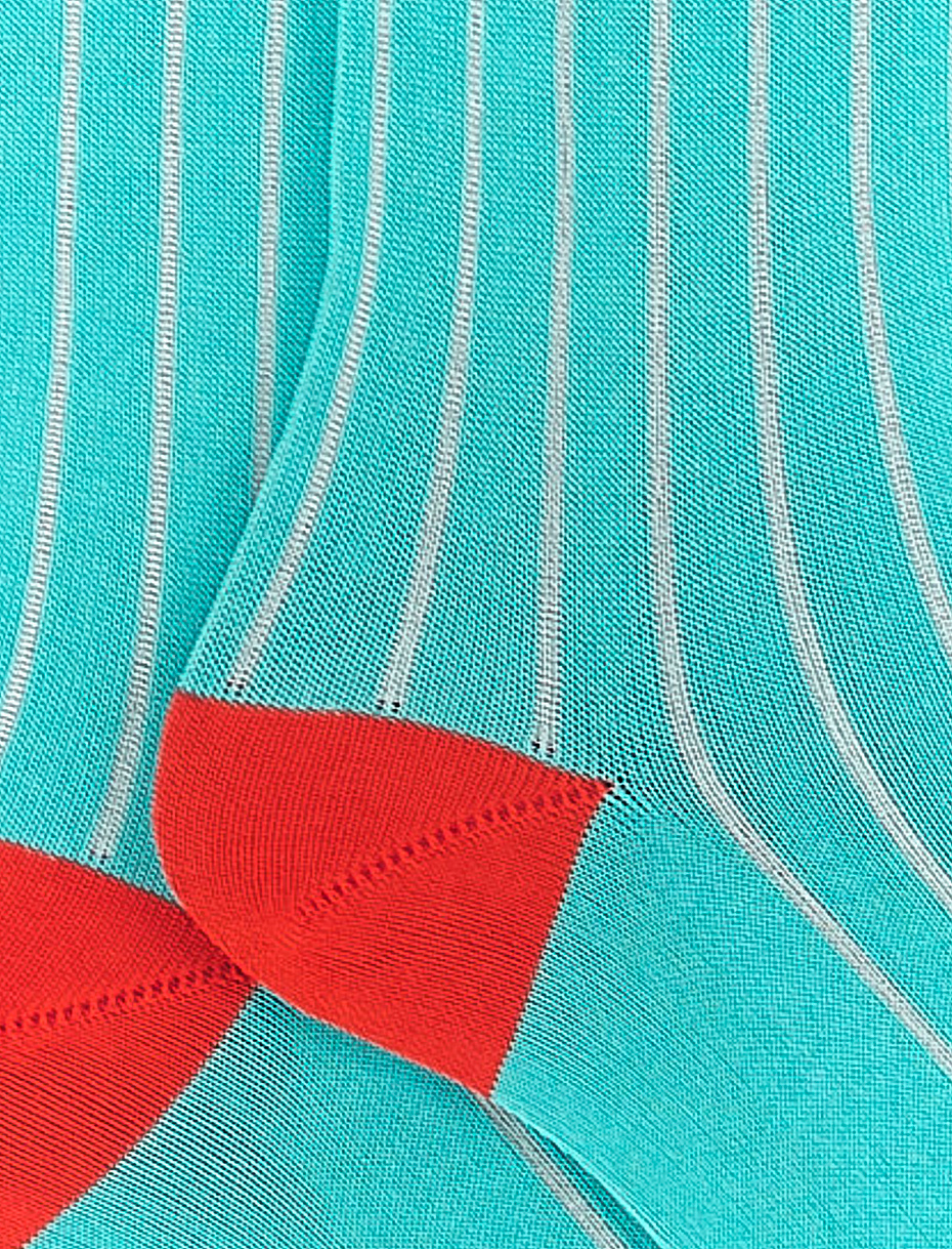 Men's long, plain aquamarine red socks in light cotton - Gallo 1927 - Official Online Shop