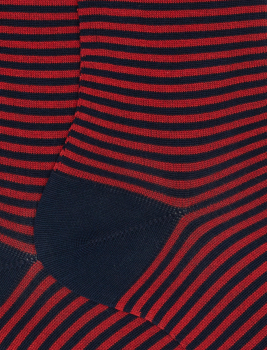 Men's short ocean blue/amaranth light cotton socks with Windsor stripes - Gallo 1927 - Official Online Shop