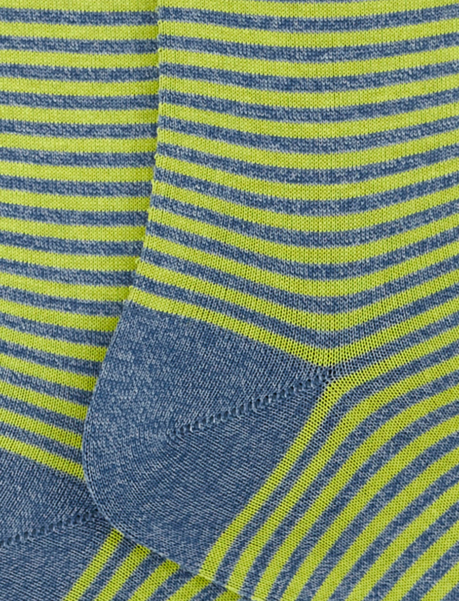 Men's short denim blue light cotton socks with Windsor stripes - Gallo 1927 - Official Online Shop