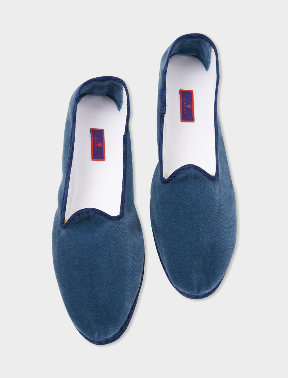 Men's plain air-force blue velvet shoes - Gallo 1927 - Official Online Shop