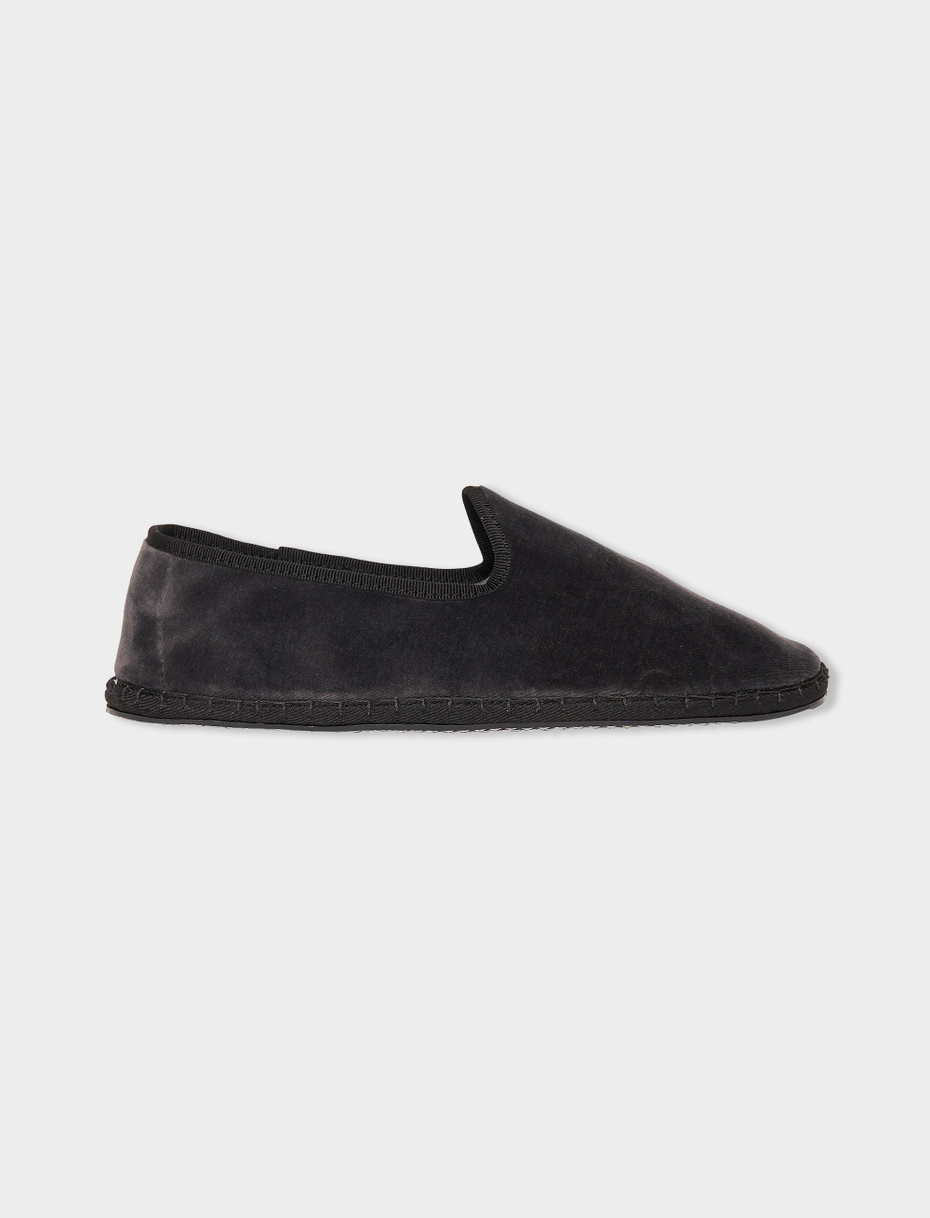 Women's plain charcoal grey velvet shoes - Gallo 1927 - Official Online Shop