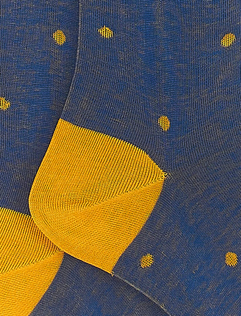 Calze lunghe uomo cotone blu cosmo fantasia pois su cangiante - Gallo 1927 - Official Online Shop