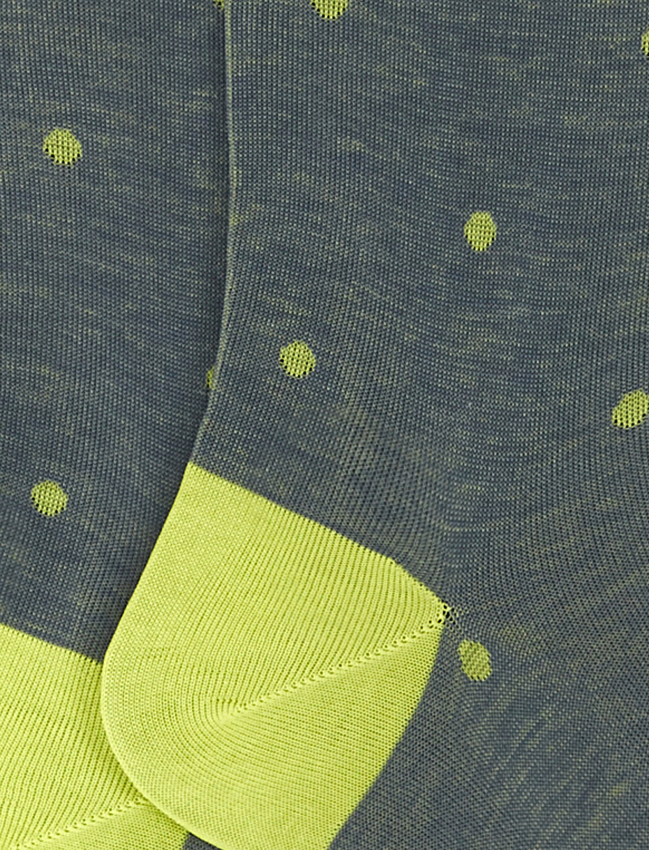 Men's short air-force blue cotton socks with polka dots on iridescent base - Gallo 1927 - Official Online Shop