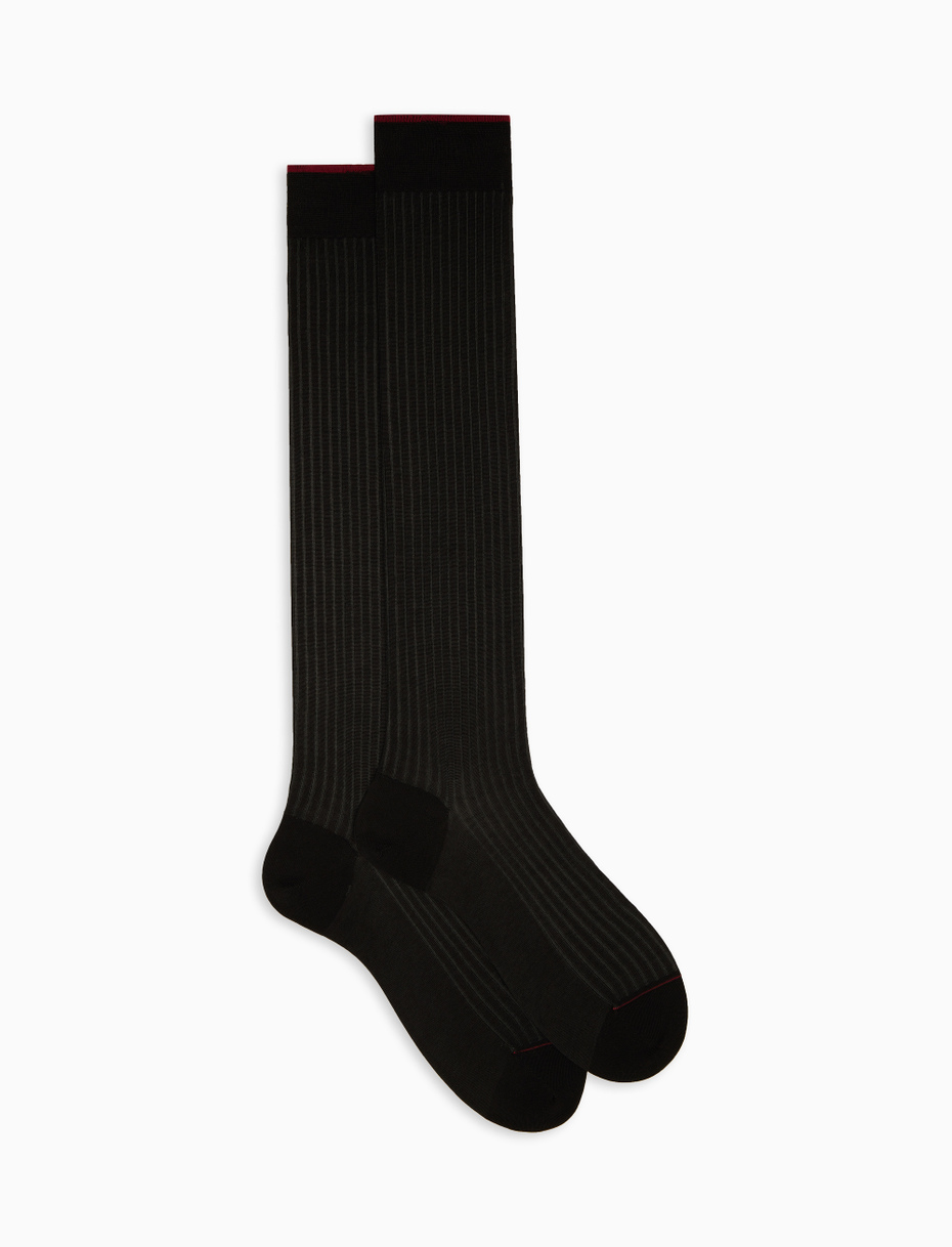 Men's long black/smoke plated cotton socks - Gallo 1927 - Official Online Shop