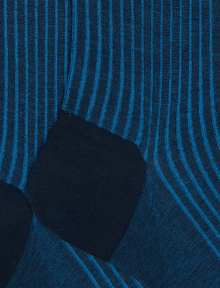 Men's long ocean blue plated cotton socks - Gallo 1927 - Official Online Shop