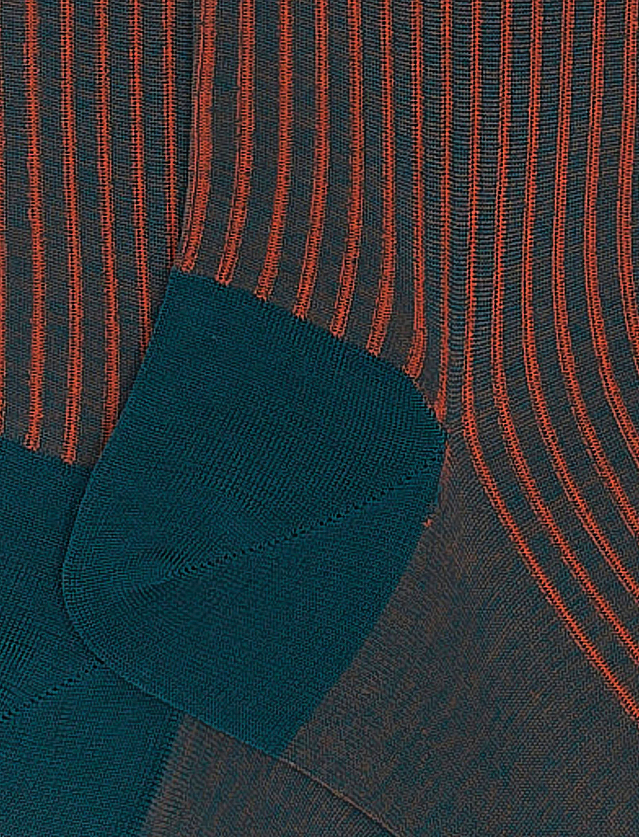 Men's long peacock blue plated cotton socks - Gallo 1927 - Official Online Shop