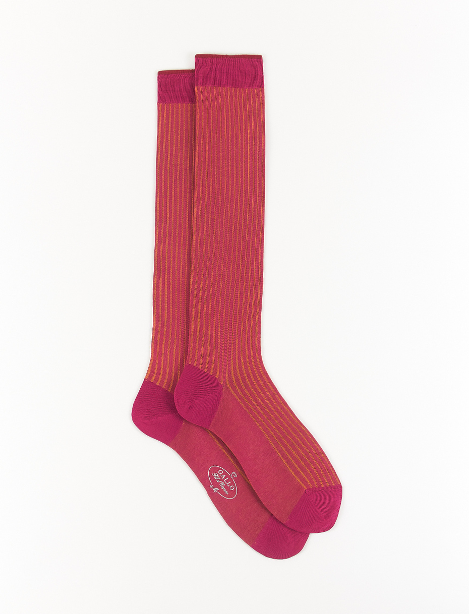 Men's long fuchsia plated cotton socks - Gallo 1927 - Official Online Shop