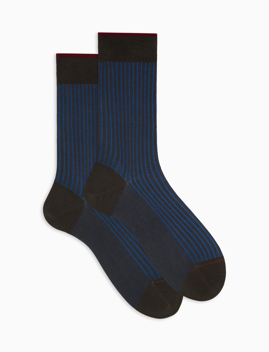Men's short cocoa plated cotton socks - Gallo 1927 - Official Online Shop