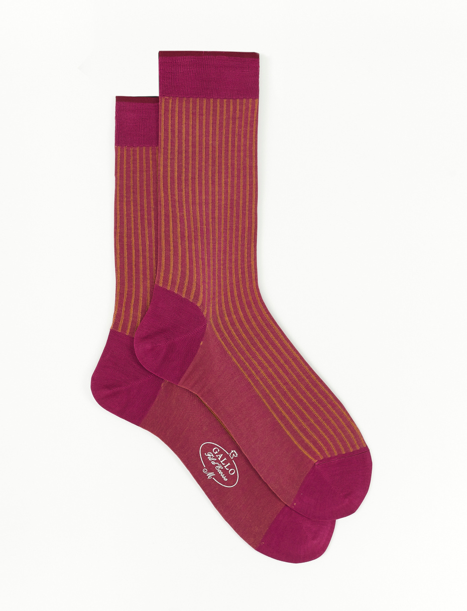 Men's short fuchsia plated cotton socks - Gallo 1927 - Official Online Shop
