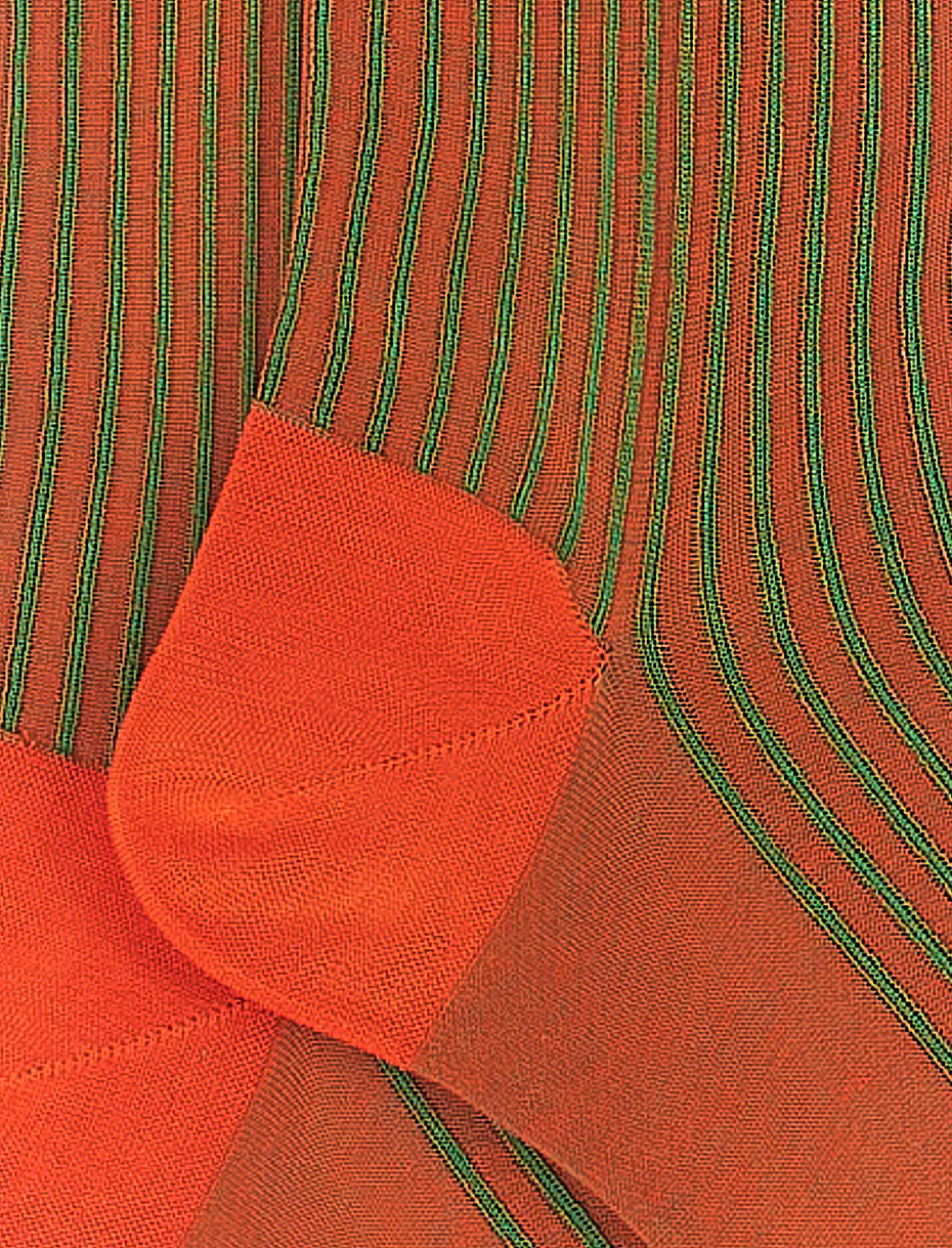 Men's long pumpkin twin-rib cotton socks - Gallo 1927 - Official Online Shop