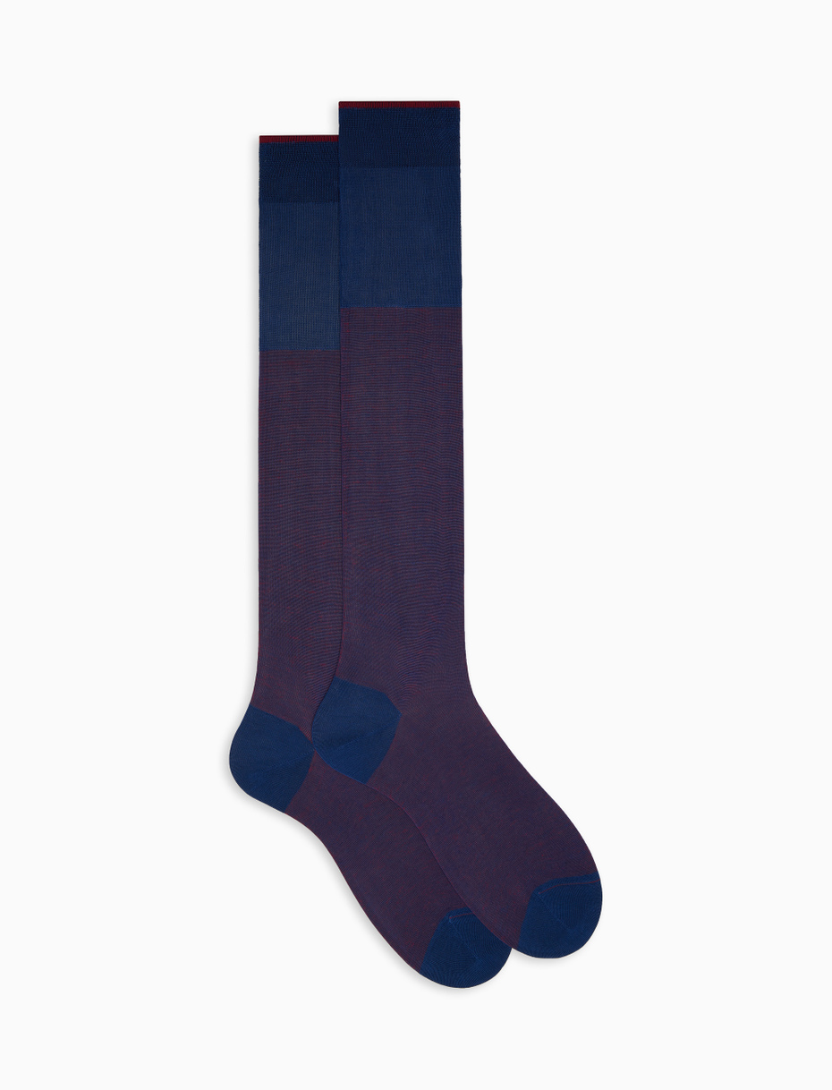 Men's long royal/poppy cotton socks iridescent motif - Gallo 1927 - Official Online Shop