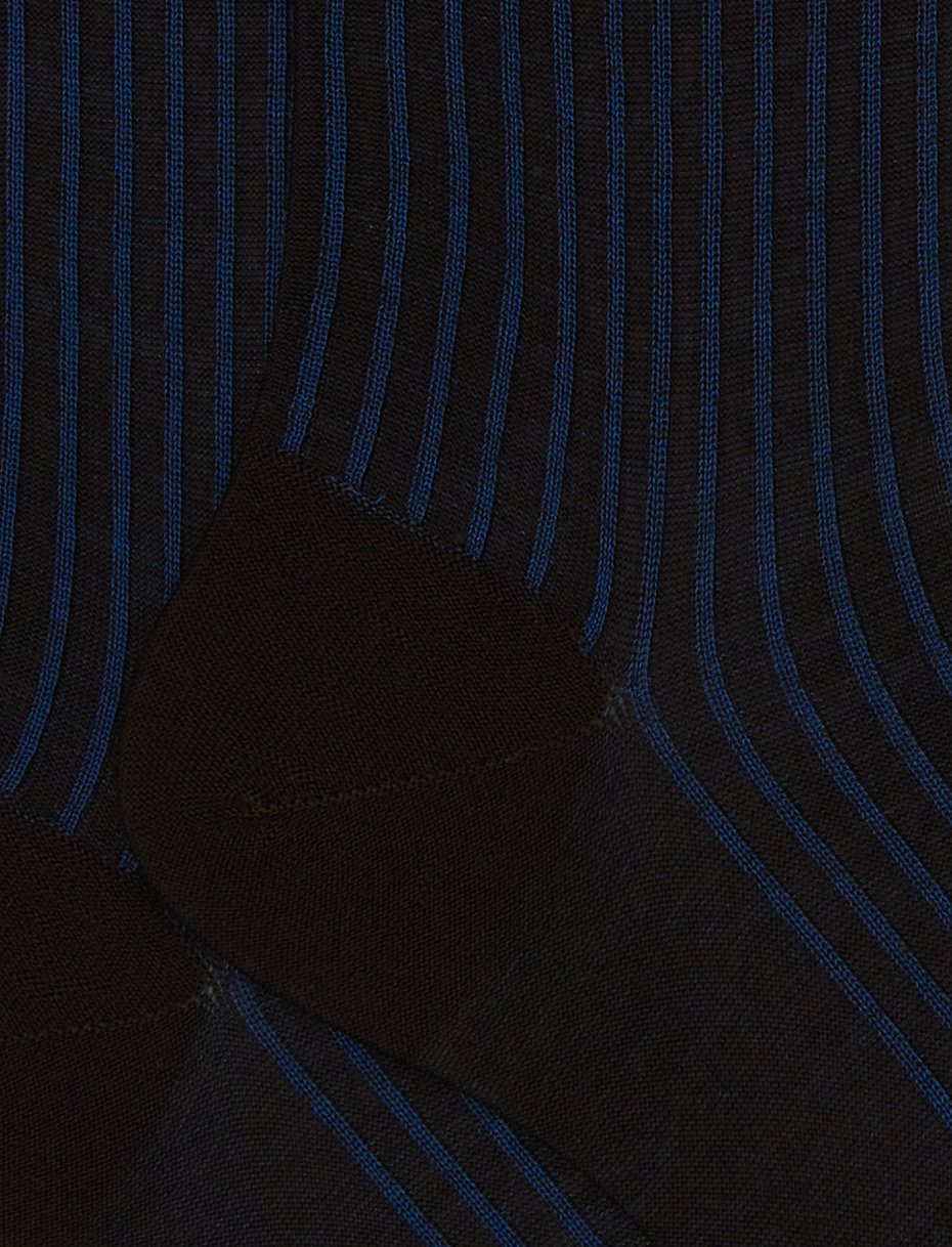 Men's long brown twin-rib cotton and wool socks - Gallo 1927 - Official Online Shop