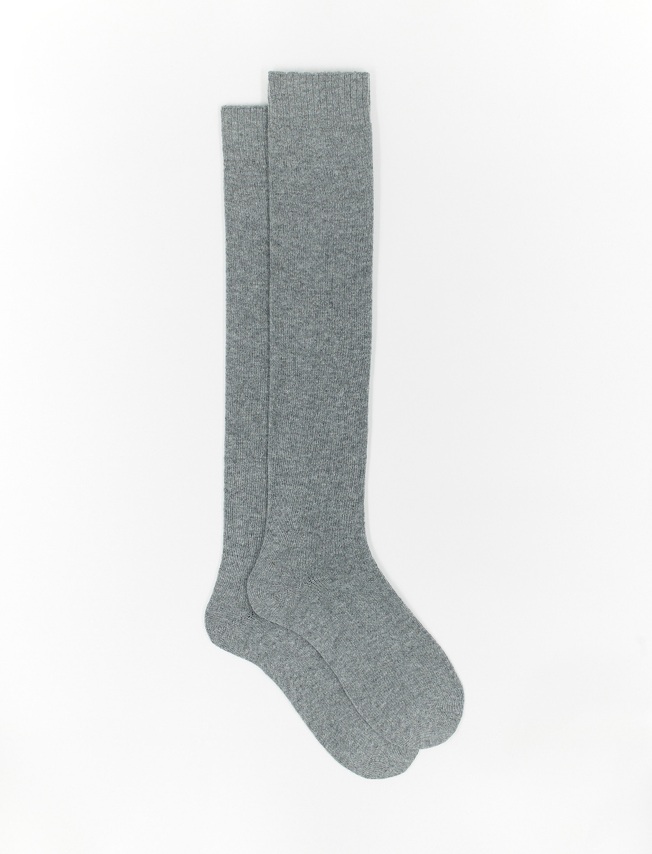 Men's long plain medium grey cashmere socks - Gallo 1927 - Official Online Shop