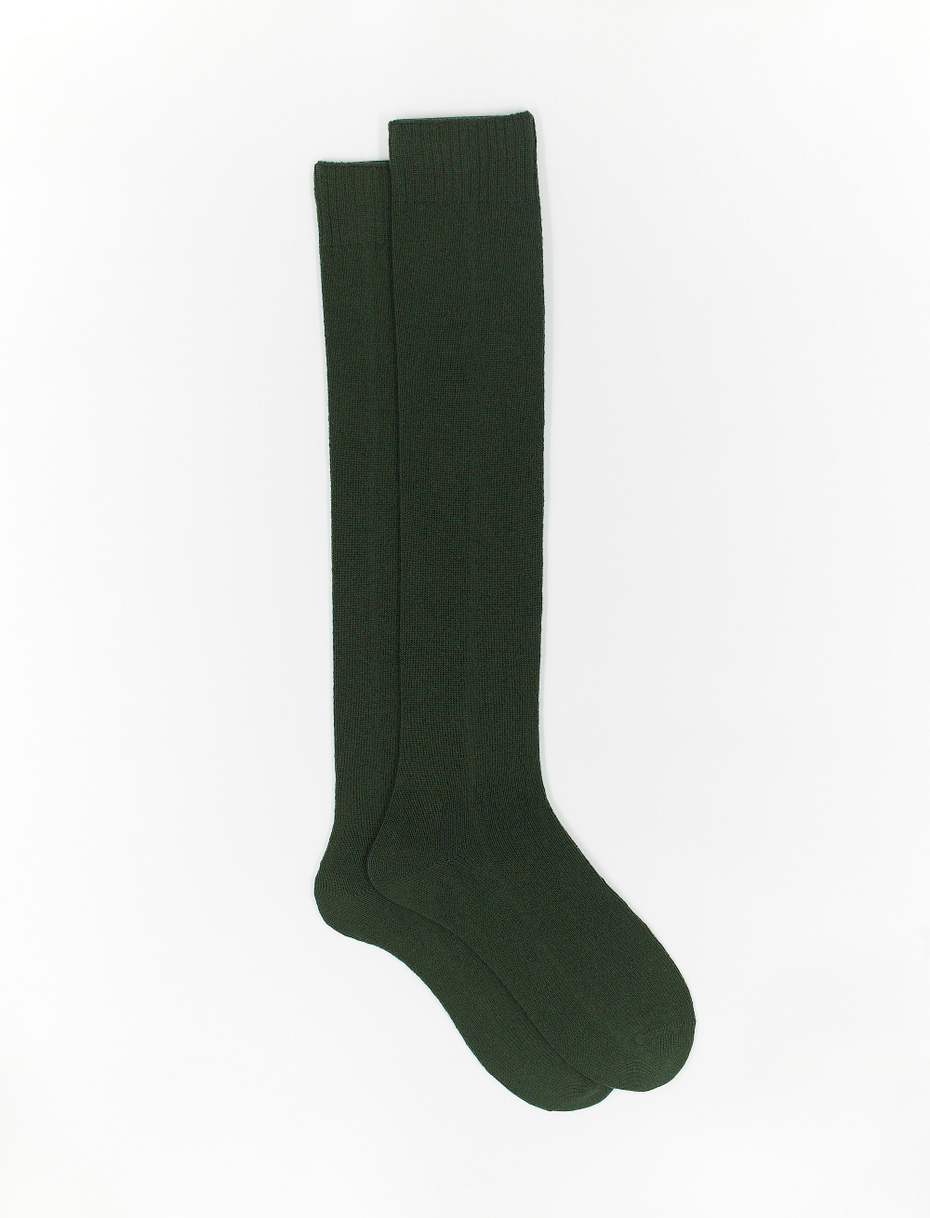 Men's long plain army cashmere socks - Gallo 1927 - Official Online Shop