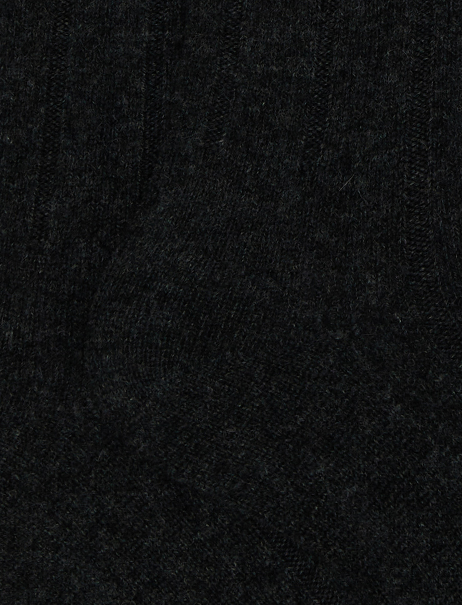 Men's long ribbed plain charcoal grey cashmere socks - Gallo 1927 - Official Online Shop