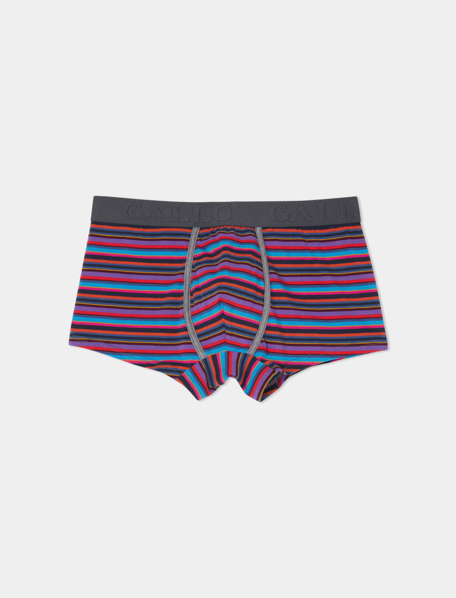Men's navy cotton boxer shorts with multicoloured stripes - Gallo 1927 - Official Online Shop