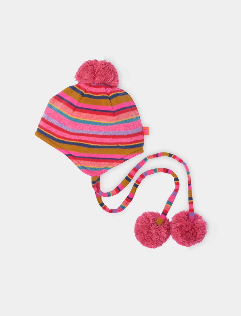 Kids' erica fleece aviator hat with multicoloured stripes - Gallo 1927 - Official Online Shop