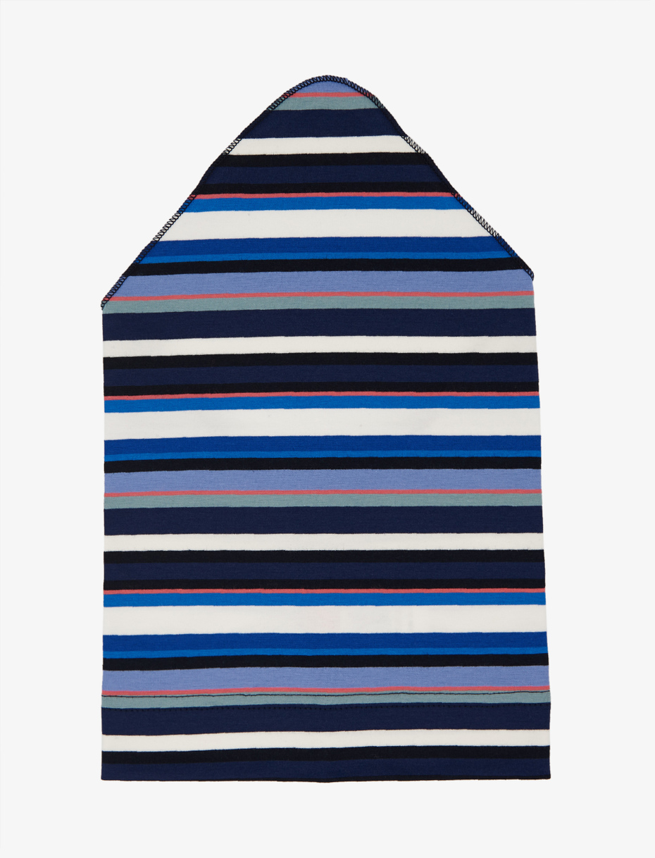 Kids' royal blue cotton scarf with multicoloured stripes - Gallo 1927 - Official Online Shop