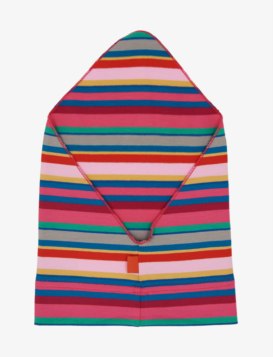 Kids's hyacinth cotton scarf with multicoloured strips - Gallo 1927 - Official Online Shop