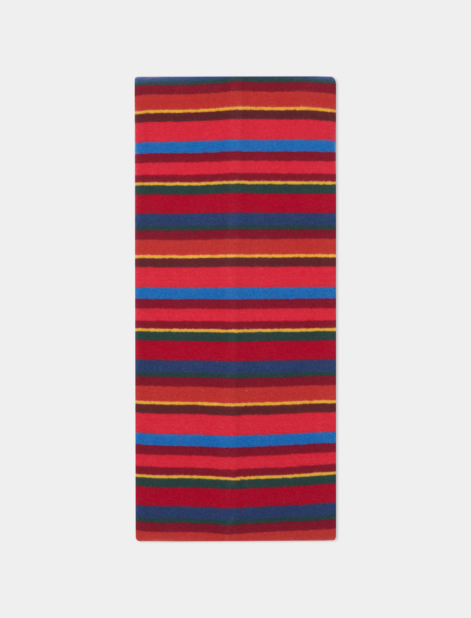 Kids' red fleece scarf with multicoloured stripes - Gallo 1927 - Official Online Shop