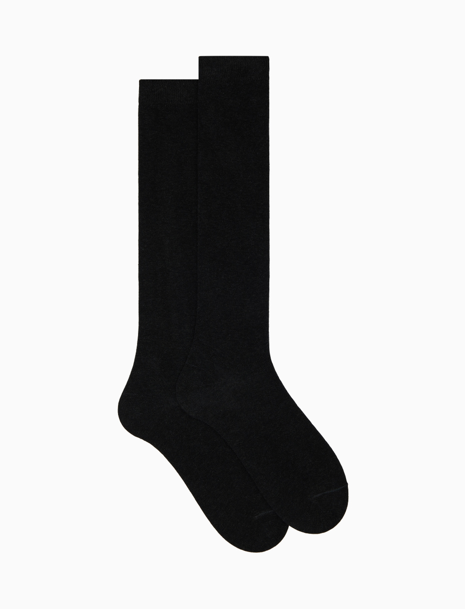 Men's long plain charcoal grey cotton socks - Gallo 1927 - Official Online Shop