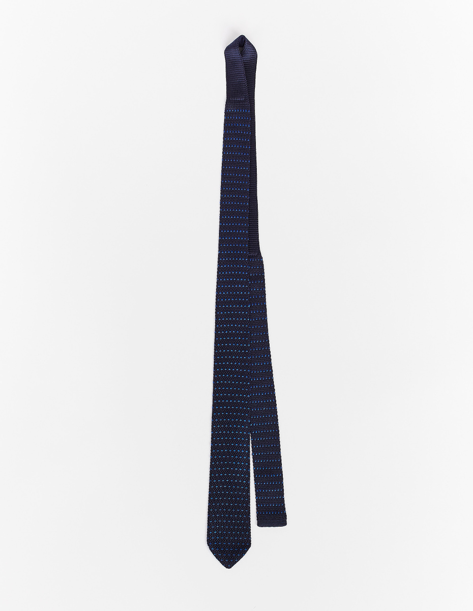 Men's plain blue/cobalt silk tie with small dots - Gallo 1927 - Official Online Shop