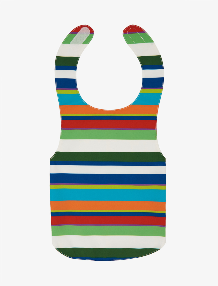 Kids' white polyester bib with multicoloured stripes - Gallo 1927 - Official Online Shop