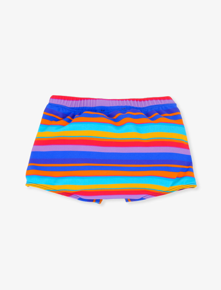 Kids' Aegean blue polyamide swimming shorts with multicoloured stripes - Gallo 1927 - Official Online Shop
