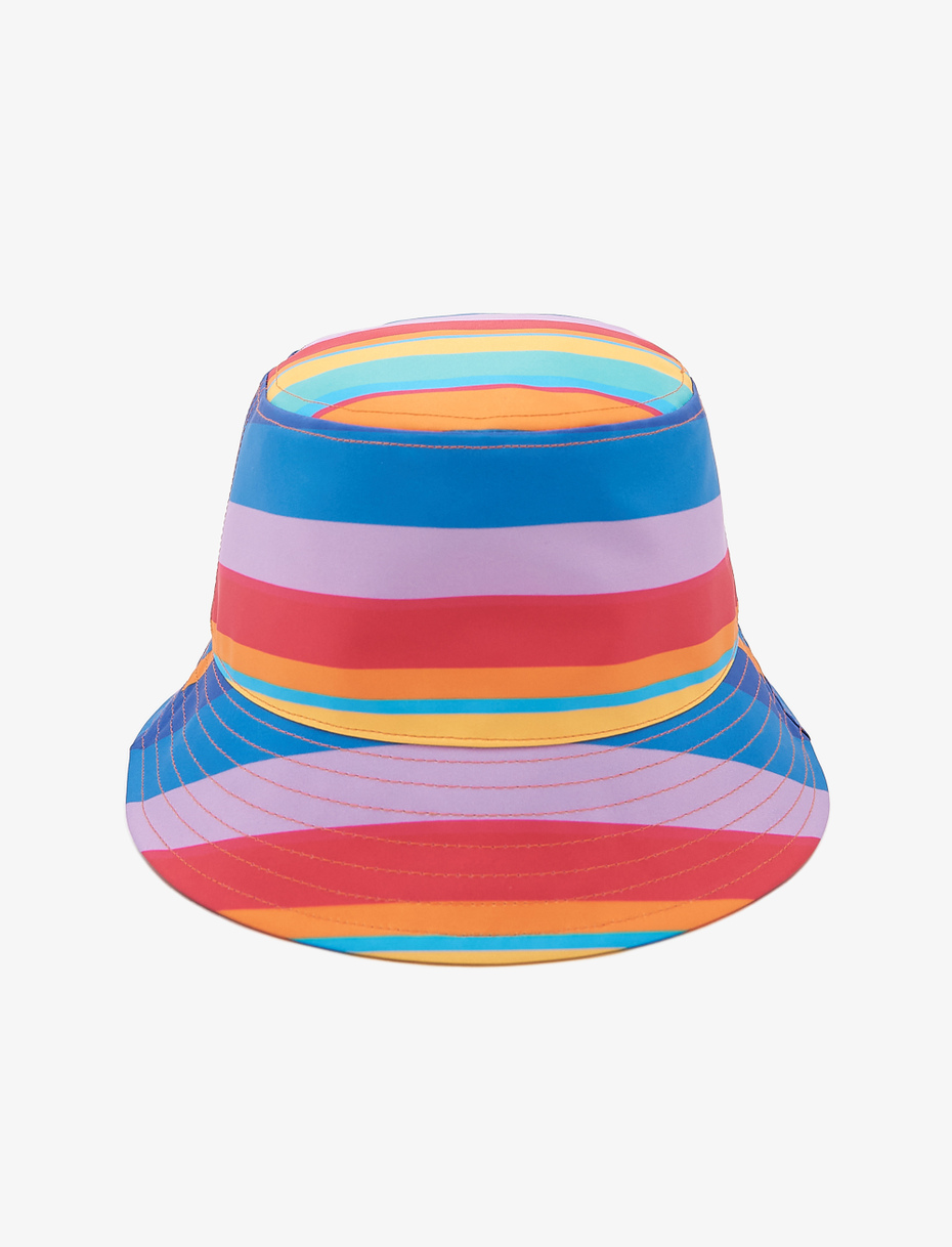 Unisex Aegean blue polyester rain hat with multicoloured stripes - Gallo 1927 - Official Online Shop