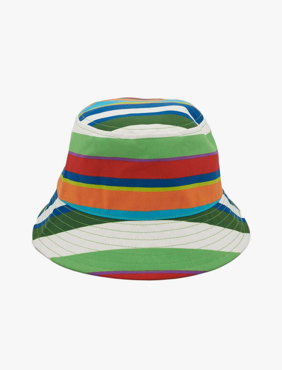 Unisex white polyester rain hat with multicoloured stripes - Gallo 1927 - Official Online Shop